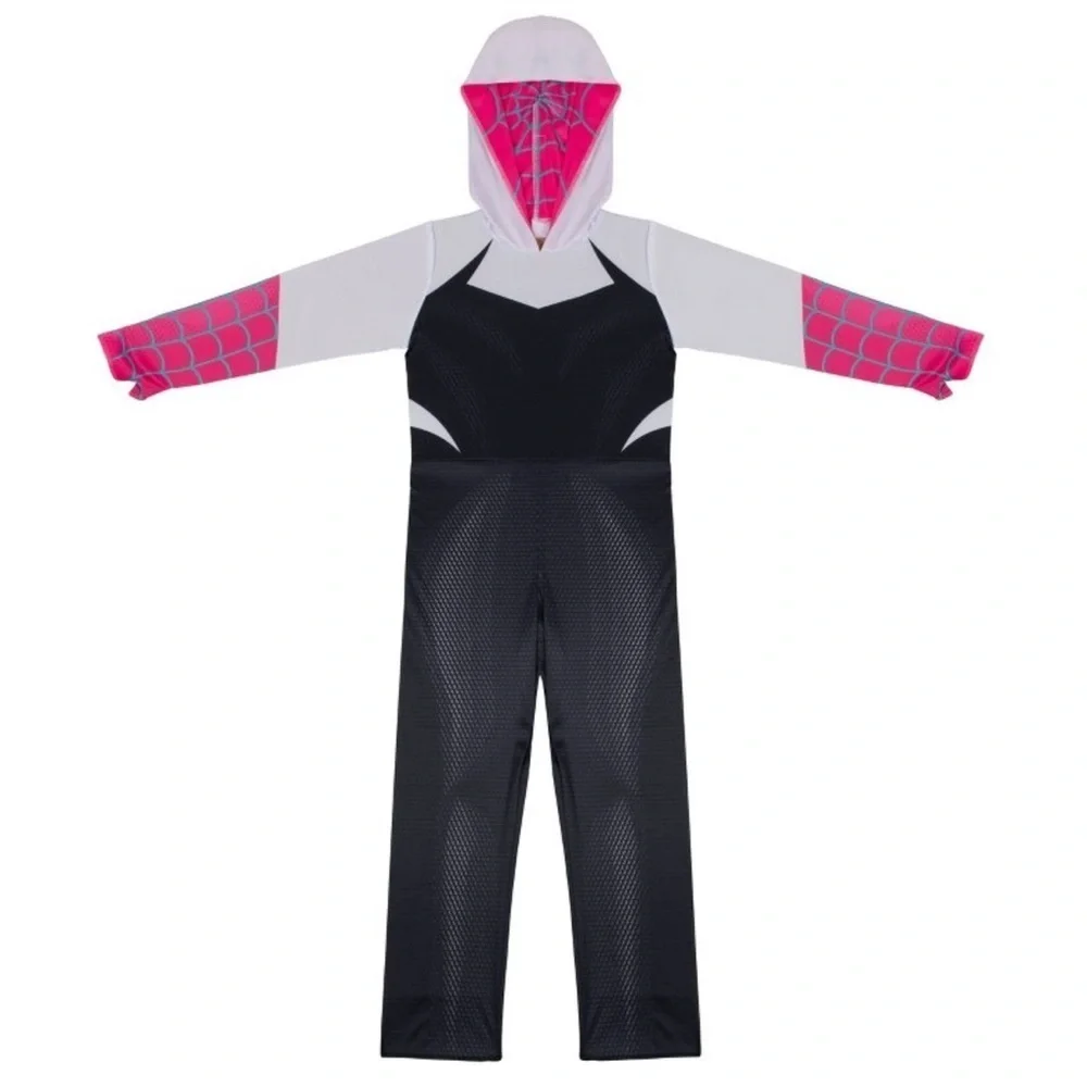NWT Marvel Ghost Spider Gwen Kid’s Halloween Costume Jumpsuit with Mask Sz M